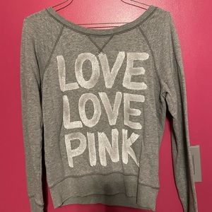 Pink love gray sweatshirt